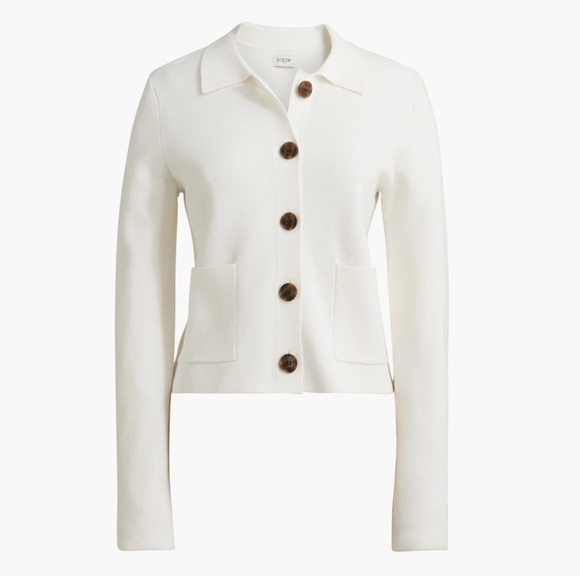 NWOT J.Crew Factory Button Front Polo cardigan sweater Ivory - Picture 1 of 6